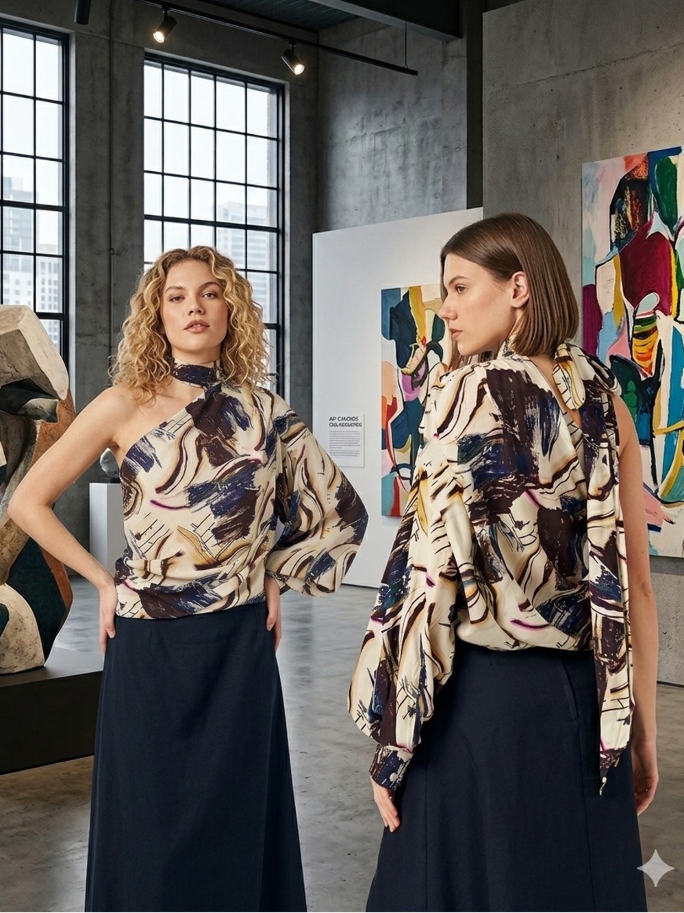NWT Zara Limited Edition Abstract Printed Asymmetric Blouse - Size M